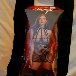 Black fishnet open cup chemise